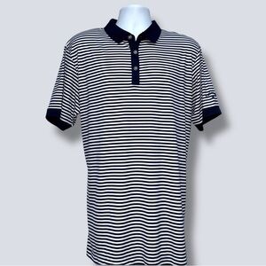 Callaway Navy White Striped Golf Polo Shirt Men’s Large Performance Dry Fit